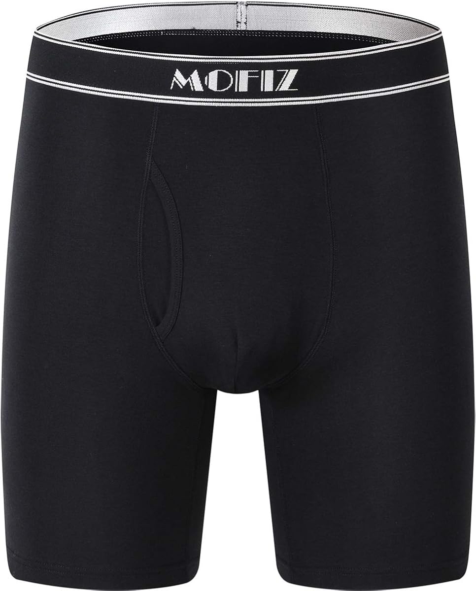 MoFiz Men Underwear Long Leg Comfortable Boxer Briefs with Open Fly
