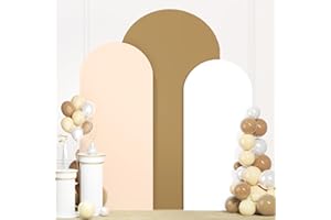 ROMANKAS Tan Arch Cover Set of 3 6FT 6.6FT 7.2FT Mix Colors Wedding Arch Covers Stretchy Backdrop Sets Spandex Fitted Arch Backdrop Cover for Baby Shower Parties Double Sided Spandex Arch Covers