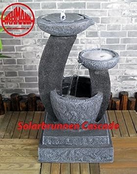 Wehmann Solarspringbrunnen Solarbrunnen Cascade Garten Brunnen Kaskade Komplettset für Garten und Terrasse Tag und Nacht ! mi