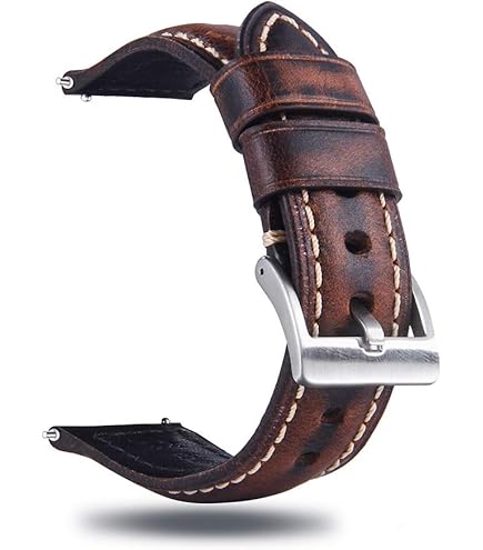 Amazon.com: Berfine Dark Brown 20mm Genuine Leather Wristwatch