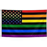 Pride Flag We The People Rainbow Flag 3x5 Ft Flag with Two Metal Grommets Gay LGBT American Banner (Rainbow Flag)