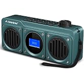 Avantree BoomByte - Portable FM Radio &amp; Bluetooth Speaker with Stereo Sound | Long Rechargeable Playtime, Micro SD Card &amp; USB Audio Input, MP3 Player, Metal Finish, Easy to Use, Blue