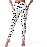 Bagea-Ka Dalmatian Dog Print High Waisted Leggings for Women Yoga Pants with Pocket Tummy Control Workout Sports Athletic