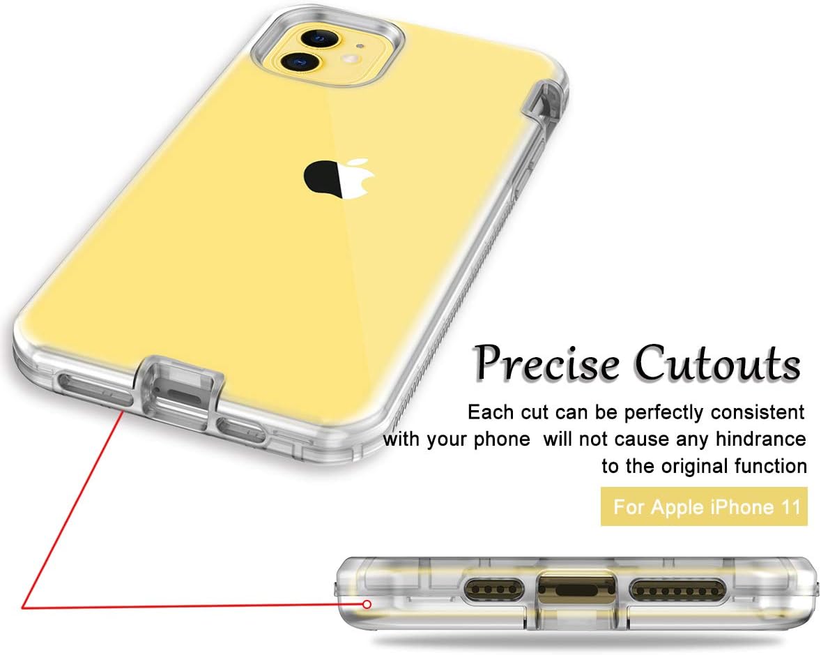 Cases Holsters Clips Lontect For Iphone 11 Case Built In Screen Protector Glitter Clear Sparkly Bling Rugged Shockproof Hybrid Full Body Protective Case Cover For Apple Iphone 11 6 1 19 Clear Silver Glitter