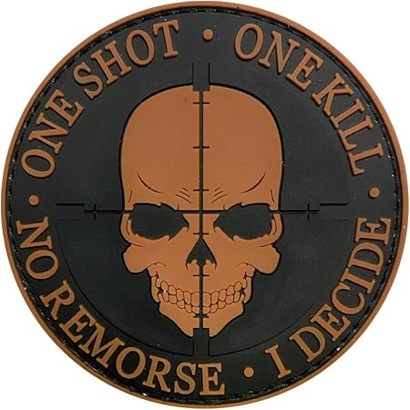 Amazon Com Morton Home Tactical Pvc 3d Black Sniper One Shot One Kill No Remorse I Decide Morale Badge Patch Yellow Arts Crafts Sewing