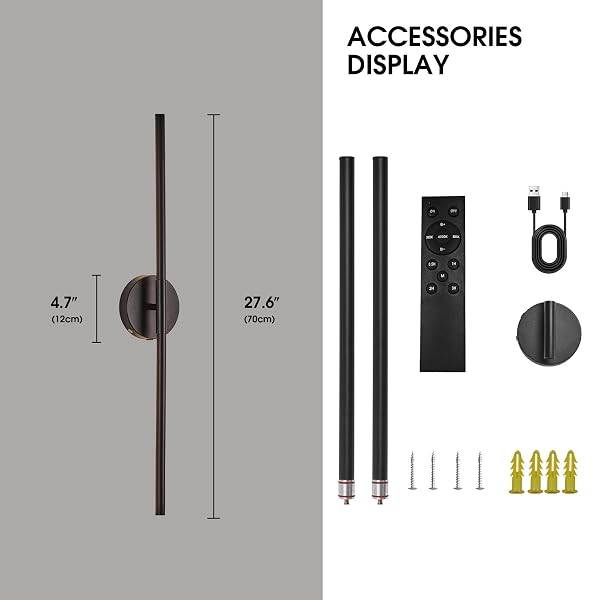 BATTERY OPERATED WALL SCONCES SET OF TWO, DIMMABLE BATTERY WALL SCONCE WITH REMOTE CONTROL, 3000K-6000K INFINITE WALL SCONCE, WIRELESS WALL LIGHTS FOR LIVING ROOM BEDROOM HALLWAY DECOR 27.6 INCH