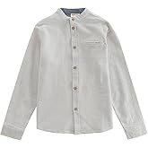 MOMOLAND Boys' Long Sleeve Woven Mandarin Collar Button Down Shirt Pique Jacquard Design