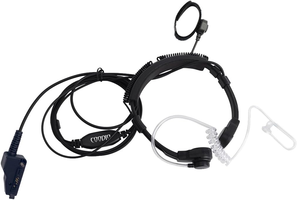 Coodio Tactical Laryngophone Earpiece Throat Mic Headset Bodyguard FBI [Covert Acoustic Tube] Microphone For Kenwood Systems Connector 2 Way Radio