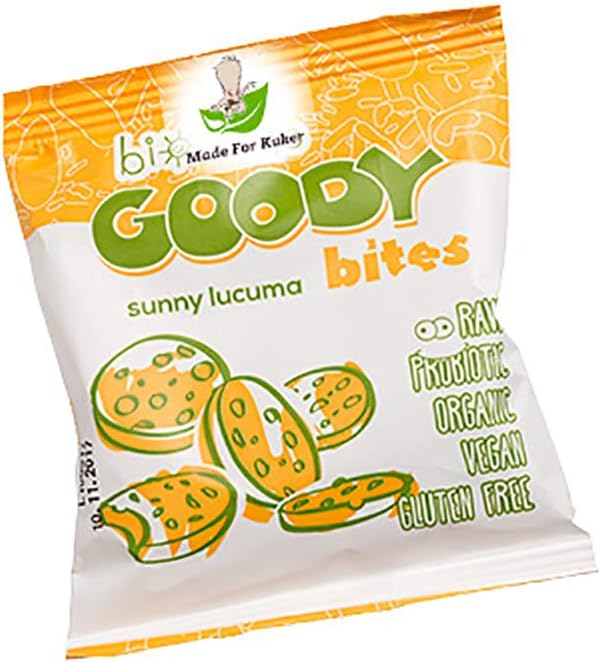 Goody Bites Organic Vegan Raw Bites | Sunny Lucuma Probiotic Lactobacillus Bulgaricus | 40g
