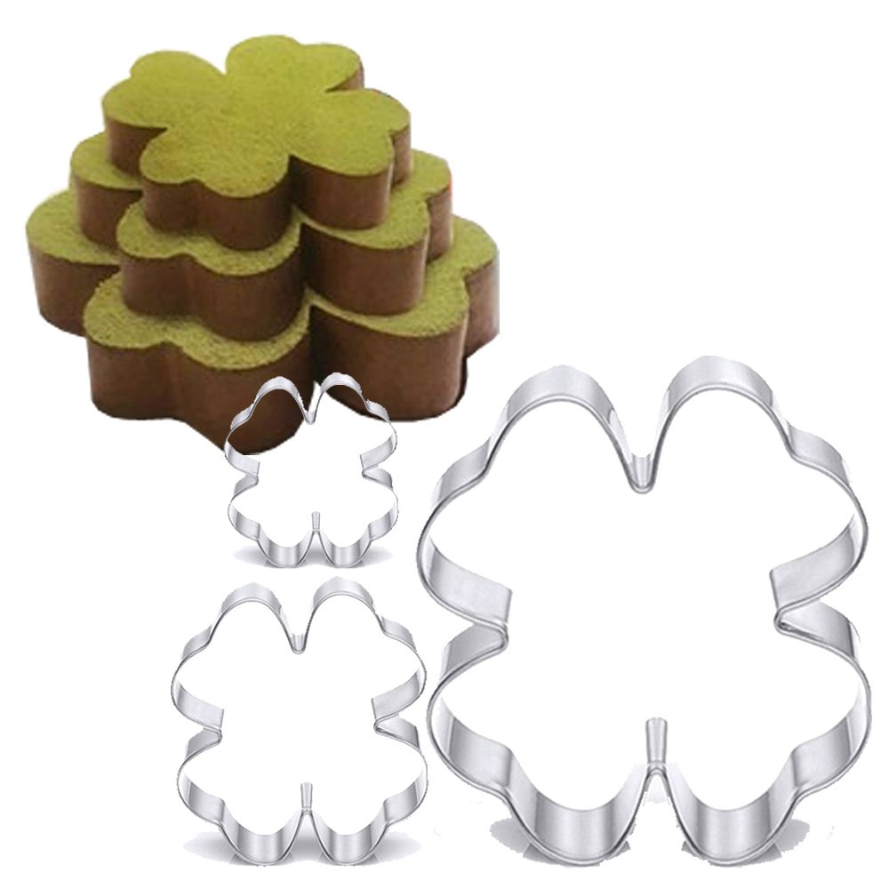 TAMUME Stainless Steel Clover-Shape Cake Tin Set of 3 for Layer Cake Mould Mousse Ring Mould Ideal for Wedding Cake Mould Set and Dessert Mould (Clover) — image 1