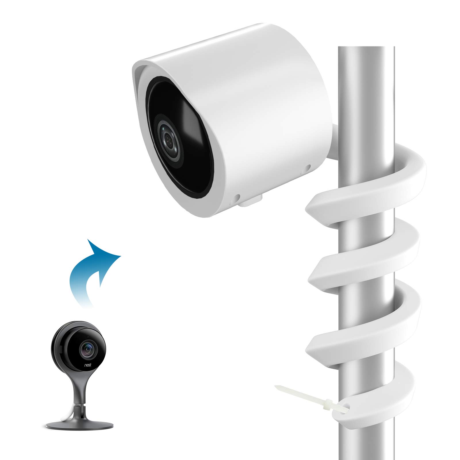 HOLACA Flexible Twist Mount Protective Cover for Google Nest Cam Indoor Wired Home Security Camera, Weather Proof Protective Cover and Adjustable 360 Degree Mount for Nest Indoor Camera (White)