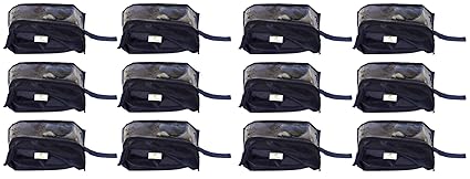 HomeStrap 12 Piece Parachute, Shoe Bag Transparent Top with Zipper, Large, Blue