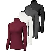 Dalavch 4 Pack Women’s Turtle Neck Long Sleeve Shirts Fall Fashion Turtleneck Baselayer Undershirts Tops Underscrub