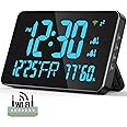 2.4GHz WiFi Smart Clock - Atomic Time Sync, Temp & Humidity Display, Alarm, Date, Day, Dimmable - Compatible with Smart Life & Tuya Smart App - Blue Color