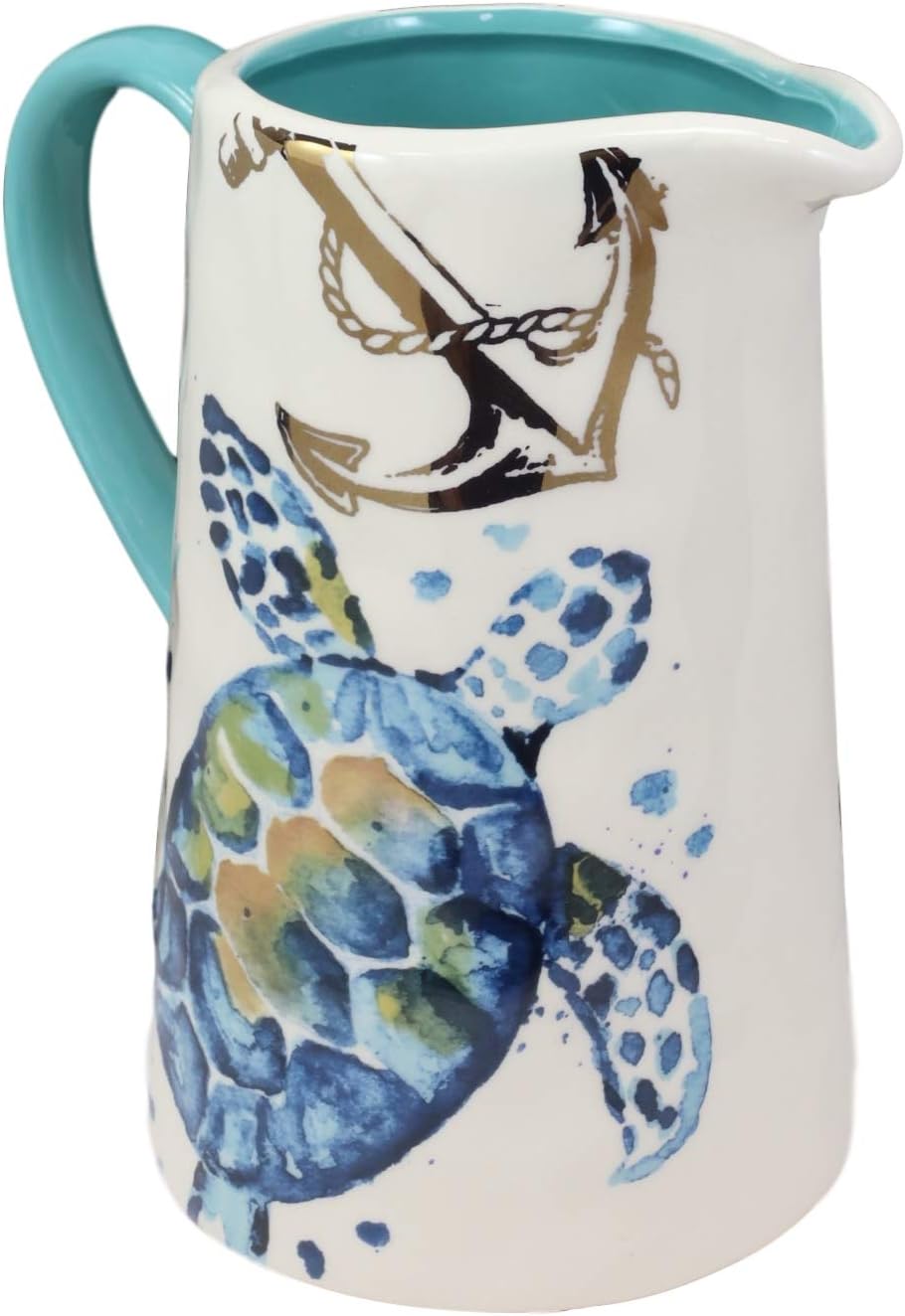 coastal collection outdoor living sea turtle melamine dinnerware on Ebros Nautical Marine Coastal Blue And White Sea Turtle Ceramic Dinnerware For Beach Party Hosting Kitchen And Dining Earthenware Serveware Hot Cold Drink Jug Pitcher 1 Chip Dip Sets Amazon Com