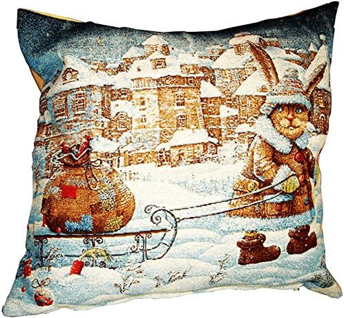 Decorative Pillow Cover - " The Gifts"- Unique Throw Pillow Case - Jacquard Cushion Cover - Funny Tapestry Pillowcase 18x18"
