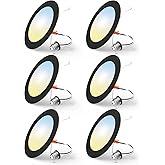 FREELICHT 6 Pack Retrofit LED Recessed Lighting 6 Inch, Selectable 2700K/3000K/4000K/5000K/6000K, Dimmable Flat LED Can Lights, 10W=110W, 1000LM, IC & Damp Rated, ETL & FCC, Black