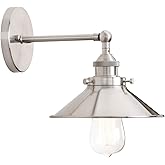 PERMO Vintage Industrial Metal Wall Sconce Lighting Brushed Nickel Sconces 180 Degree Adjustable Wall Lamp