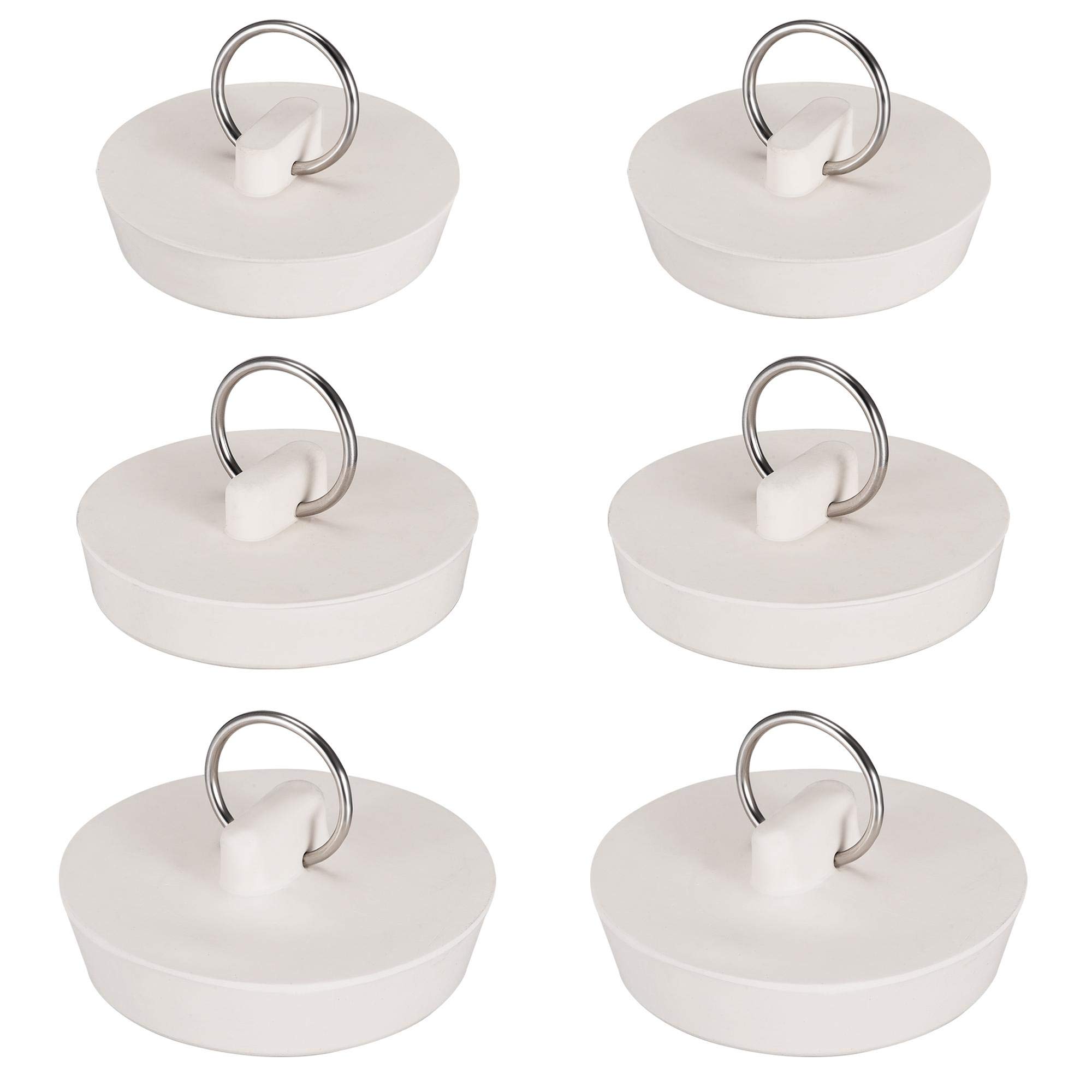 sourcing map Drain Stopper, 3 Sizes Rubber Sink Stopper Plug 43mm/47mm/51mm with Hanging Ring for Bathtub Kitchen and Bathroom 1Set (6 Pieces)
