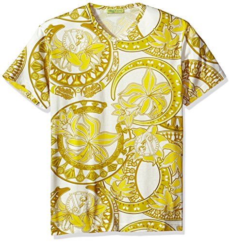 Versace jeans men s gold printed t-shirt, bianco, large