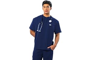 Peelz Karl Henley 2-Pocket Scrub Top for Men - Soft Stretch Fabric Scrubs, 3-Button Design Men's Scrub Tops, Comfort Fit
