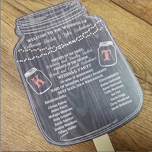 Rustic Mason Jar Wedding Program Fan