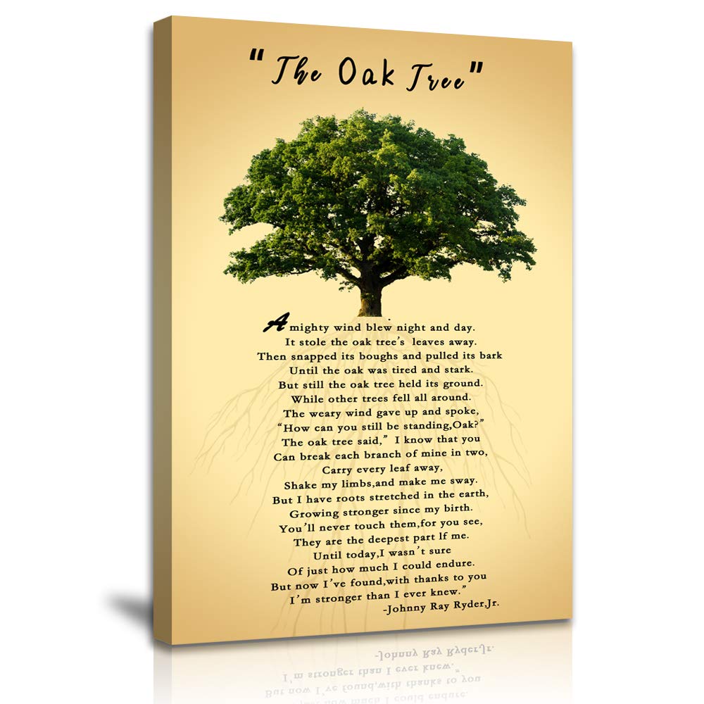 AMART SUN Oak Tree Poem • Inspirational Print Wall Art • Nature Artwork • Motivational Poetry • Room