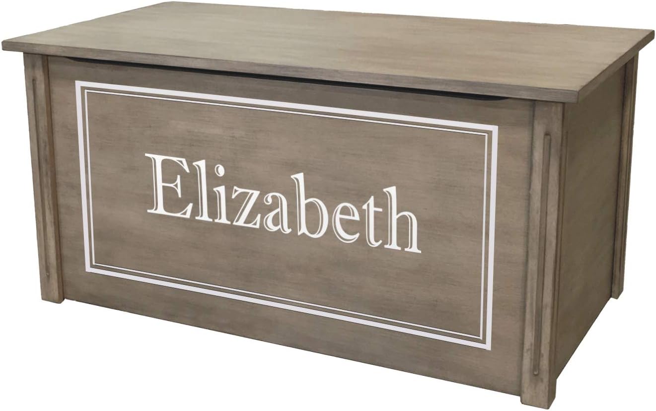 Wood Toy Box, Large Gray Toy Chest, Personalized Shadow Font, Custom Options (Standard Base)