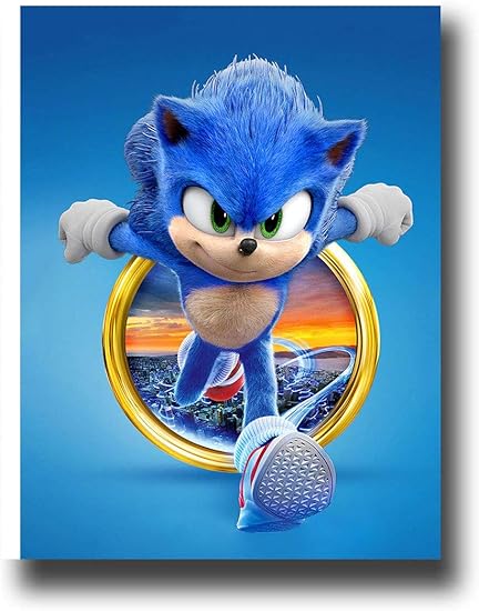 Cuadro de pared con textura moderna, obra de arte de Sonic The Hedgehog