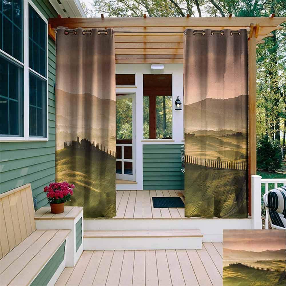 DonaHome Shading Insulated Curtain,Italian Camogli Building Sea Lamp and Balcony Tourist Spot in Ligury Italy Print,Complete Darkness, Noise Reducing Curtain,W72x84L Blue White and Yellow