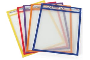 hand2mind Reusable Clear-Vu Dry Erase Pockets for Students, Dry Erase Office Supplies, Teacher Supplies for Classroom, School Supplies, Classroom Supplies (Pack of 5)
