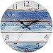 Bernhard Products Rustic Beach Wall Clock 12" Round, Silent Non Ticking Quartz - Battery Operated, Fiberboard Wooden Look, Vintage Shabby Beachy Ocean Paint Boards Nautical Decorative Clocks