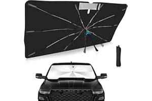 VEENJOY 2025 Upgrade Windshield Sun Shade Umbrella Custom Fit for Dodge RAM 1500 2019-2025 Foldable UV Protection Car Cover, Emergency Rain Shield & Dashboard Protector - Durable Auto Accessory