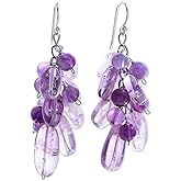 NOVICA Artisan Handcrafted .925 Sterling Silver Cluster Dangle Earrings | Handmade Amethyst Beaded Jewelry | Artisan Earrings