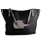 Lady Pusheen The Cat Rainbow Tote Handbags Fashion Large Capacity Bags