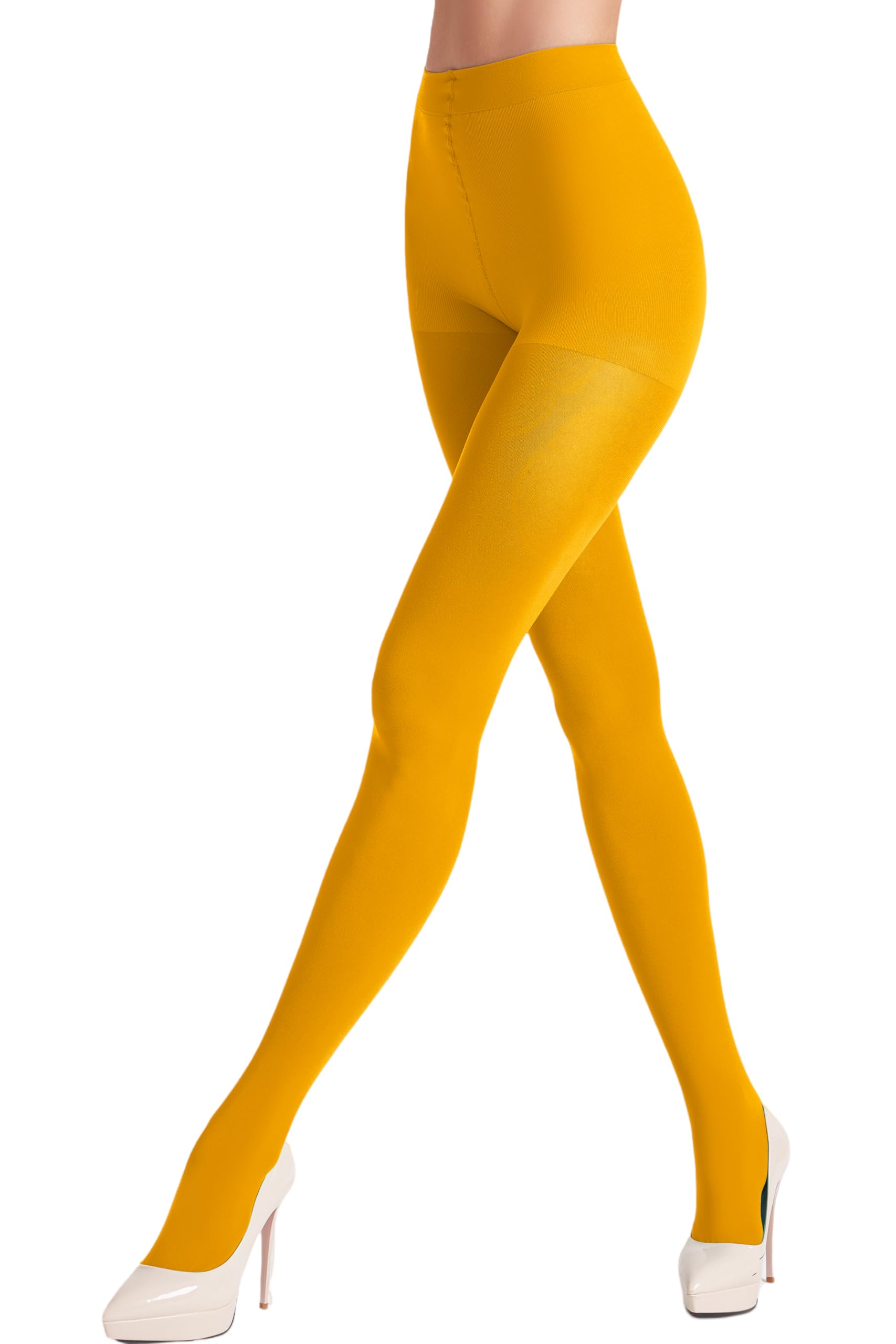 Photo 1 of leg elegant Women's 80 Den Microfiber Soft Opaque Tights Pantyhose(Orange, S/M)