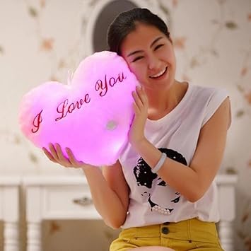 Amazon Com Heart Style Glowing Led Pillow 7 Color Changing Light