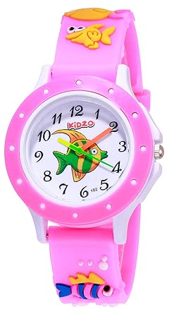 Kidzo Something Fishy Pink Boys and Girls Analog Wrist Watch with 3D Strap