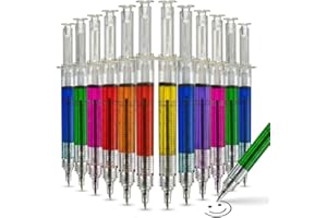 Bedwina Syringe Pens - (Bulk Pack of 24) Retractable Fun Multi Color Novelty Pen for Nurses, Nursing Student School Supplies,