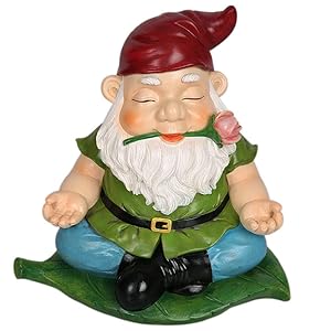 CCOQUS Zen Gnome Garden Statue,Yoga Gnome Figurine - Outdoor Lawn Patio Fairy Garden Decor (Red)