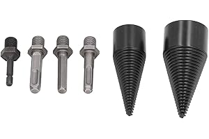 Heavy Duty Log Wood Splitter Drill Detachable Splitting Cone Drill Bit Set with Storage Box 4 Shanks for Camping