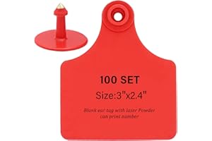 NAOEDEAH Blank Cattle Ear Tags Cow Tags Blank Ear Tag Plastic Livestock Animal Tag for Goat Farm Cows Ear Tag (Red)