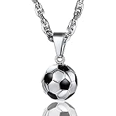 PROSTEEL 316L Stainless Steel 3D Football/Basketball/Volleyball/Baseball/Rugby Ball Cool Necklaces for Men, Sports Players Favors Jewelry, 22inch, Come with Box