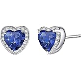 Austrian Crystal Halo Heart Stud Earrings for Women Fashion 925 Sterling Silver Hypoallergenic Jewelry
