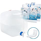 ITRAZ Collapsible Water Container with Spigot, 2×5.3 Gallon BPA Free Camping Water Storage Jug Carrier for Outdoors Hiking Backpack RV&Emergency, Survival Water Canteen-Portable Foldable Transparent