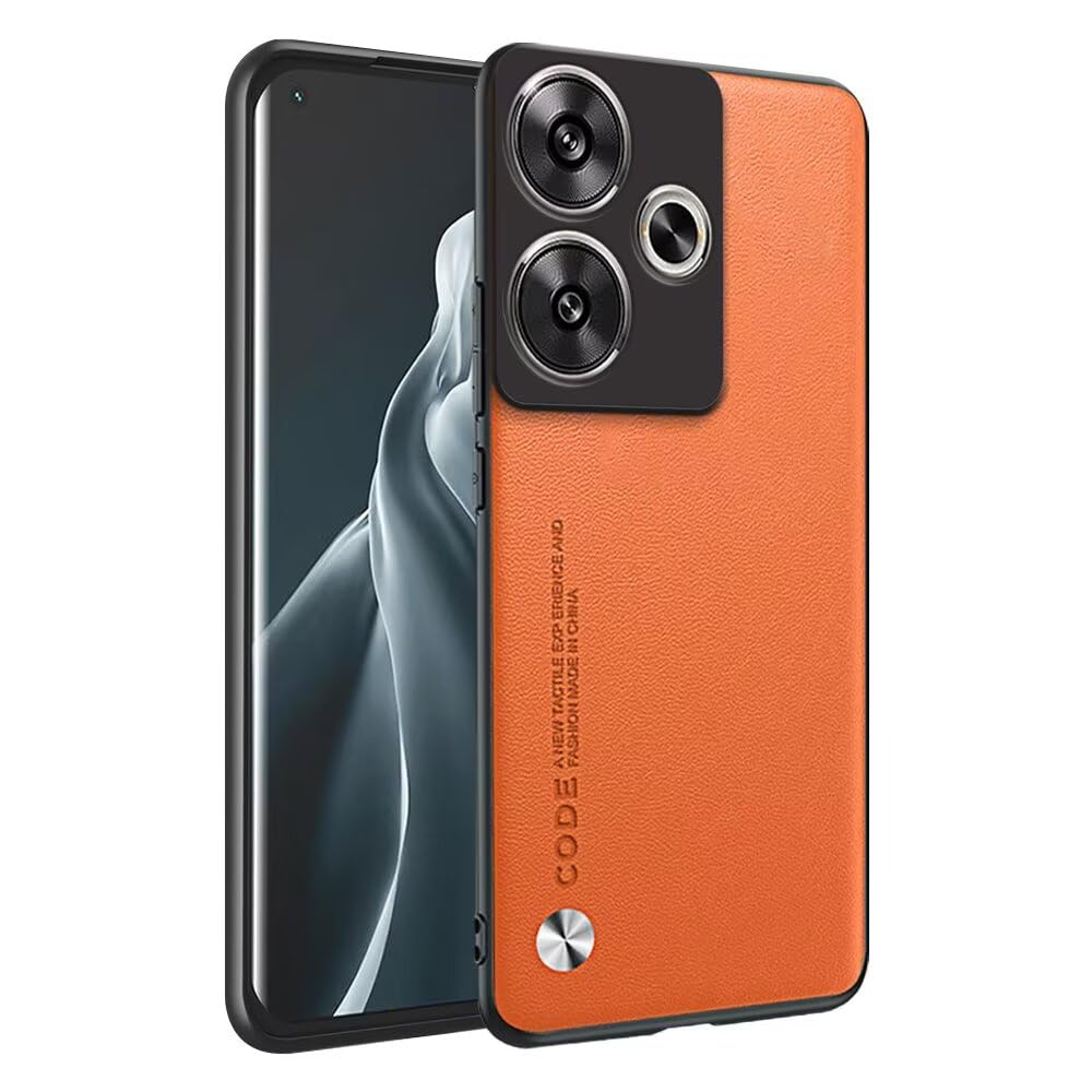 HAFFAN Phone Case Protective Cover Designed for POCO F6 (6.67" inches), Imitation Leather Style - Orange โ image 1