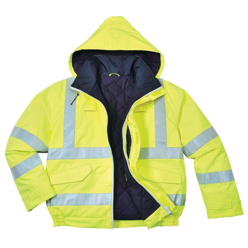 Portwest Bizflame Rain Hi-Vis Antistatic FR Bomber Jacket, Size: XXL, Colour: Yellow, S773YERXXL