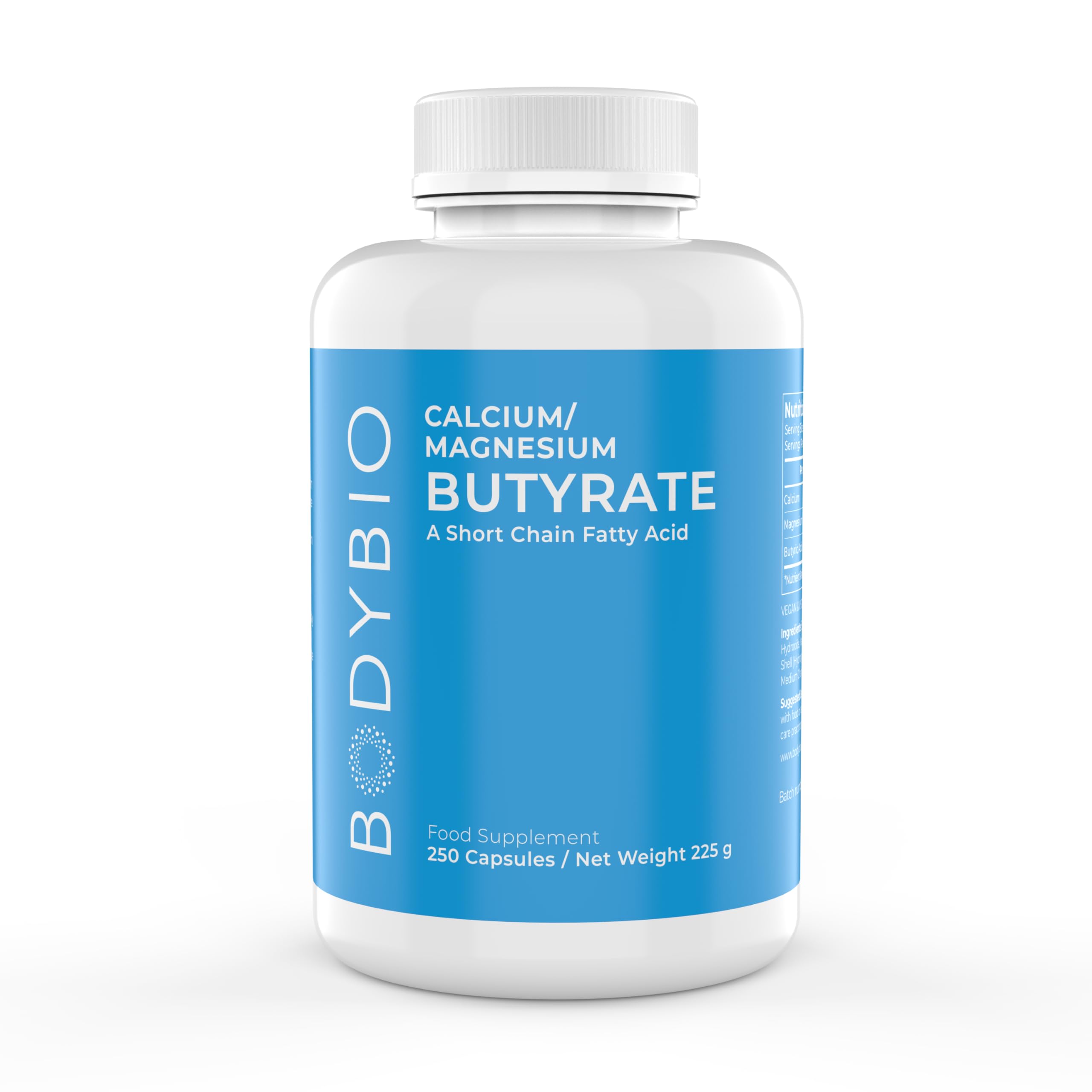 BodyBio Butyrate - Postbiotic for Gut Health, Digestive Support, Bloat, Gas & Constipation Relief, Leaky Gut Repair - Calcium, Magnesium + Butyric Acid Supplement for GI Wellness