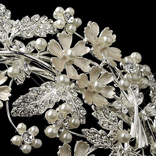 Elegance Collection - Wedding Bridal Simulated Pearl & Flower Side Headband