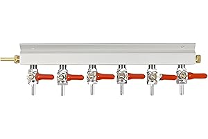 Gas Manifold - 6 Way Aluminum (Keg King) 1/4" Barb